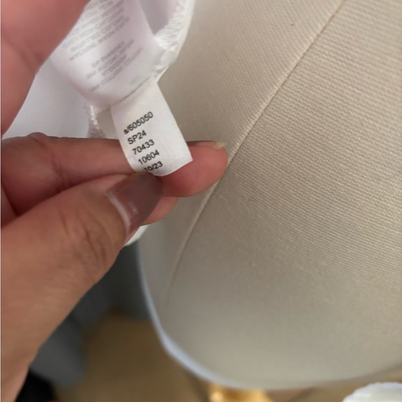 Ann Taylor White Button Down Shirt with Ruffle Trim - Picture 4 of 5